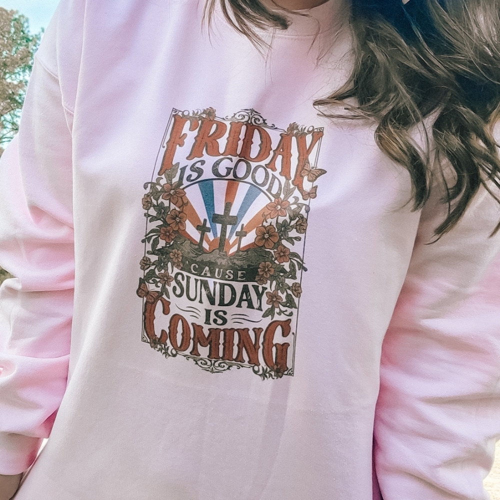 XL Light Pink Easter Gildan 50/50 Sweatshirt